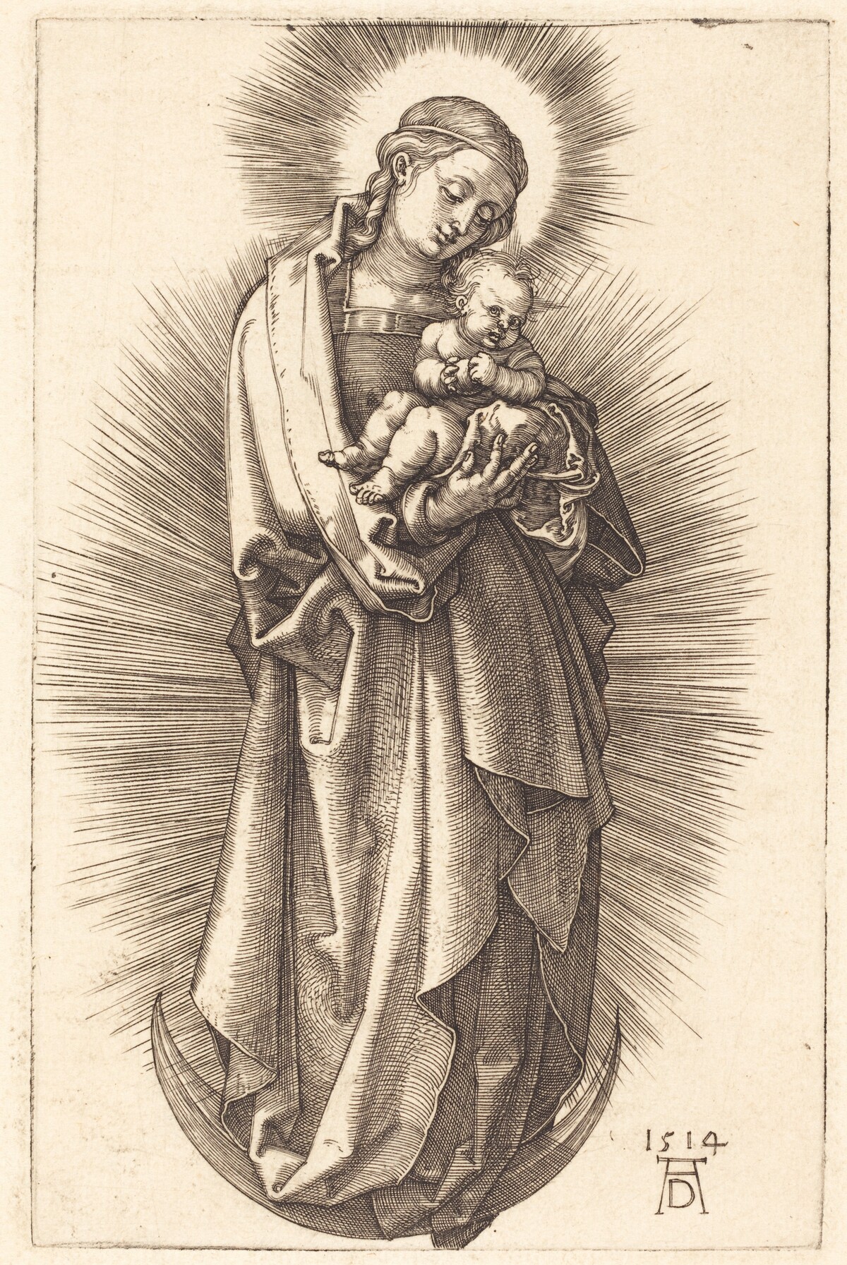 The Virgin and Child on a Crescent with a Diadem by Albrecht Dürer