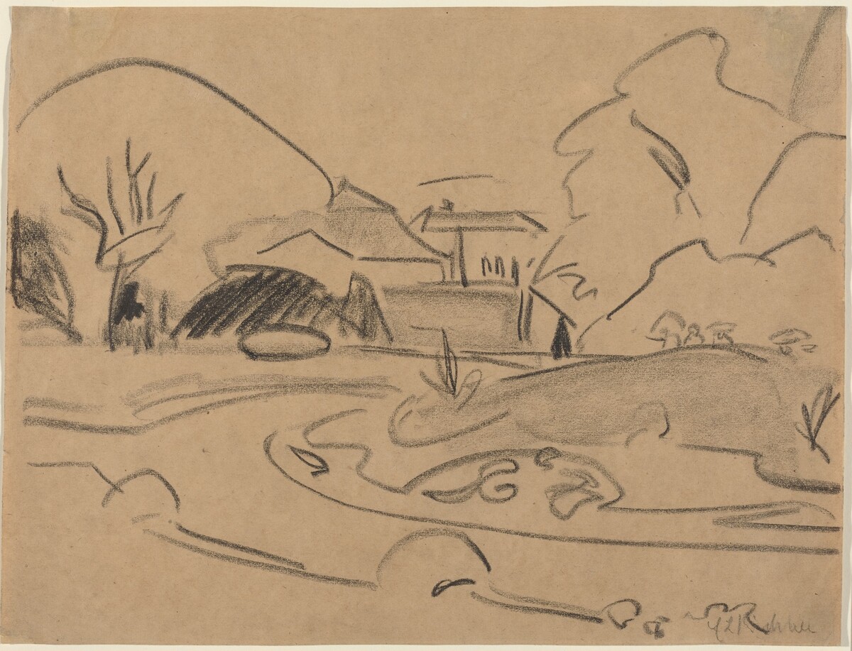 Footpaths and Pavilion in the Dresden Grosser Garten by Ernst Ludwig Kirchner