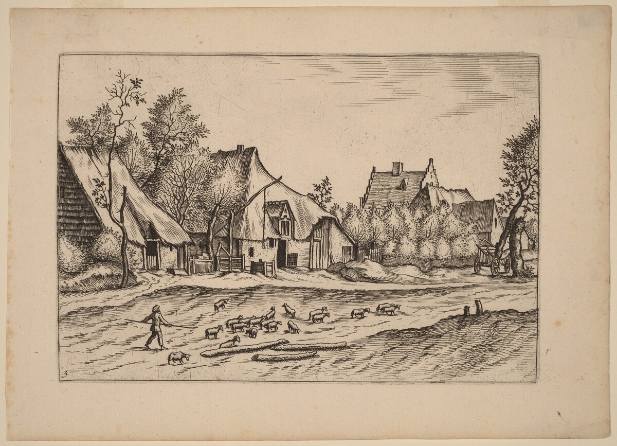Farms in a Village by Johannes van Doetechum, the Elder and Lucas van Doetechum after Master of the Small Landscapes
