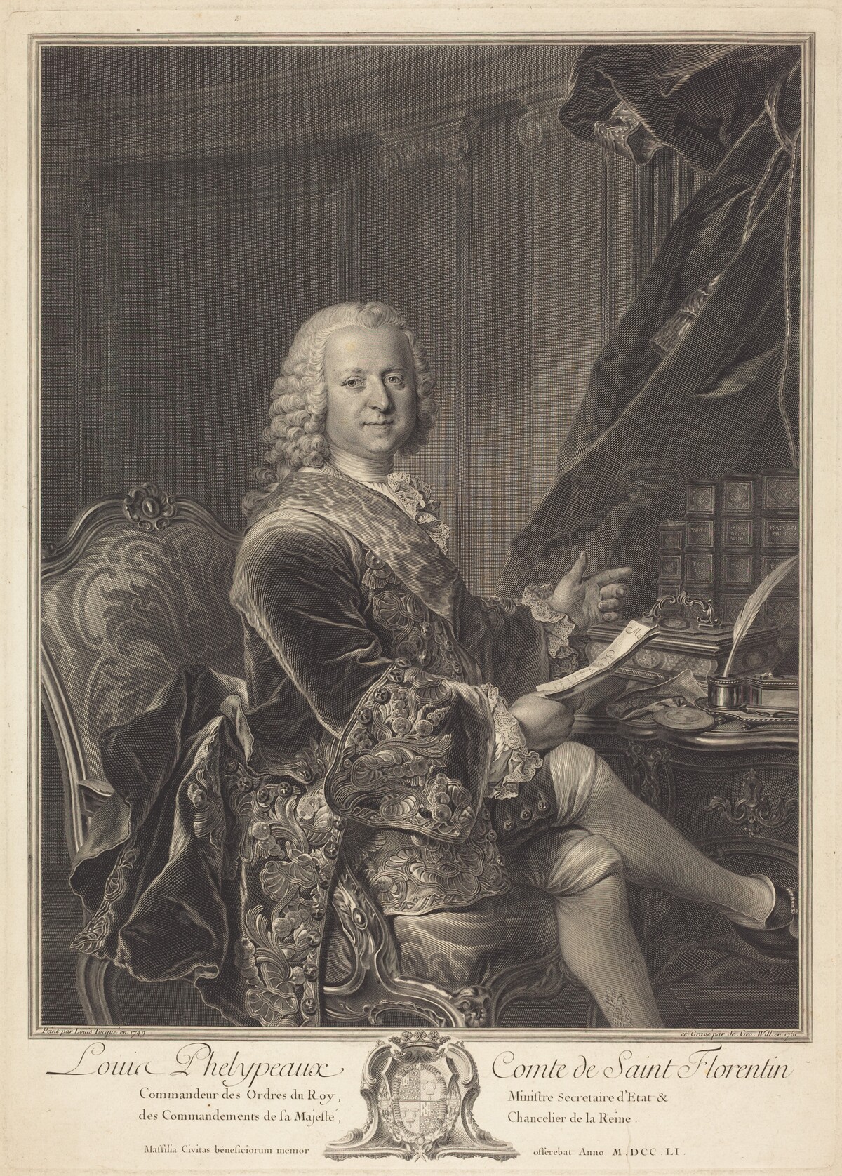 Louis Phelypeaux, comte de Saint Florentin by Johann Georg Wille after Louis Tocqué