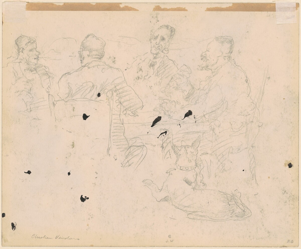 Men Drinking at a Table [verso] by George Overbury (Pop) Hart
