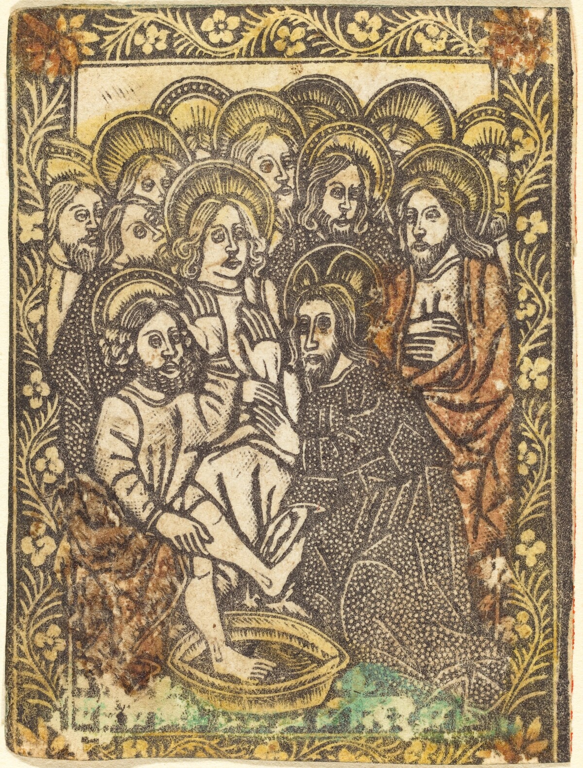 Christ Washing the Feet of the Apostles by Workshop of Master of the Borders with the Four Fathers of the Church