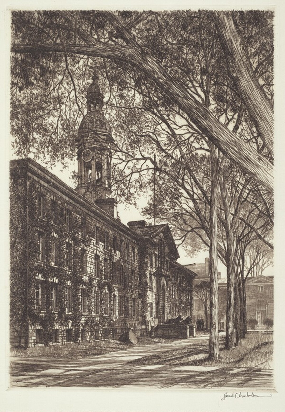 Old Nassau Hall, Princeton by Samuel Chamberlain