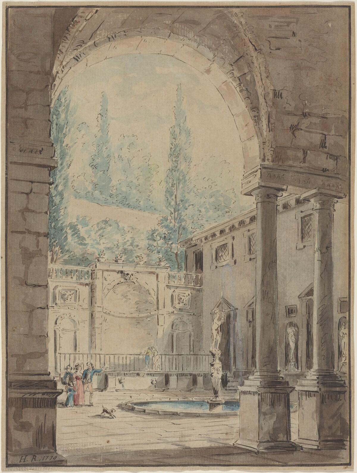 Courtyard of the Villa Pliniana by Follower of Hubert Robert