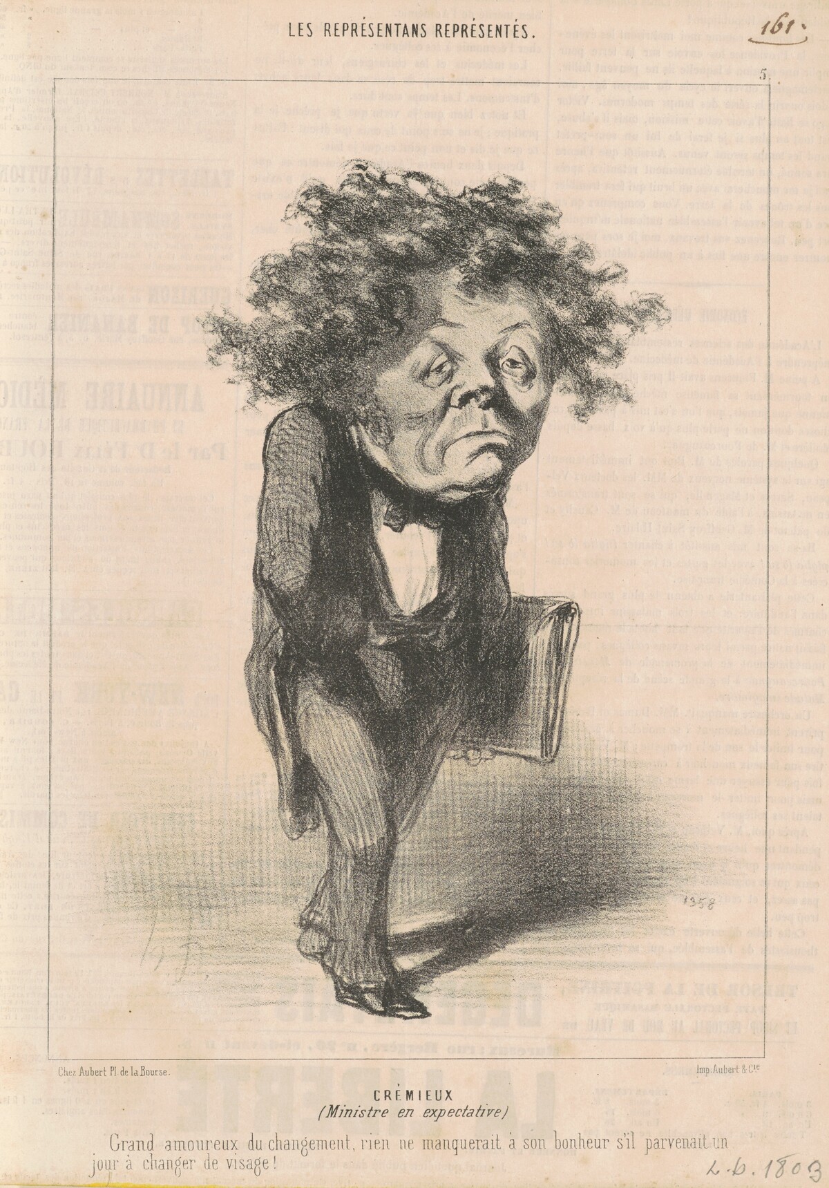 Adolphe  Crémieux by Honoré Daumier