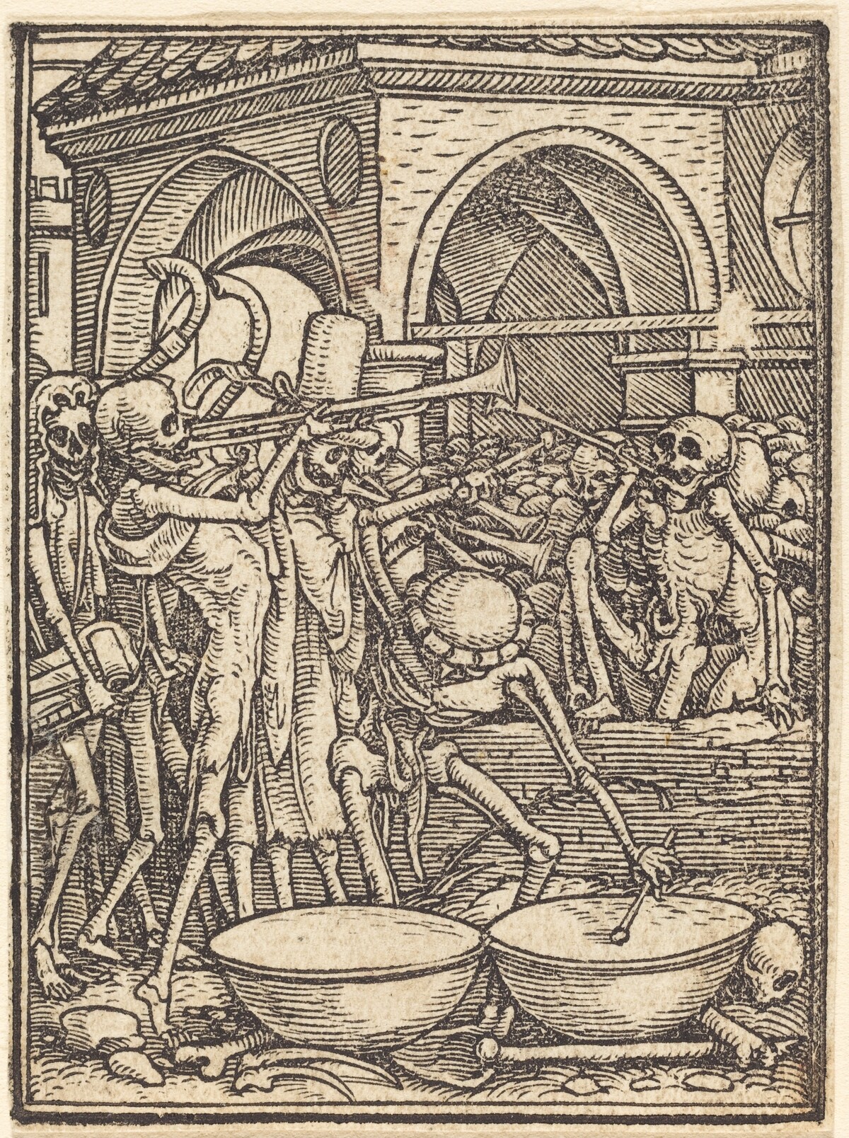 Skeletons Making Music by Hans Lützelburger after Hans Holbein the Younger