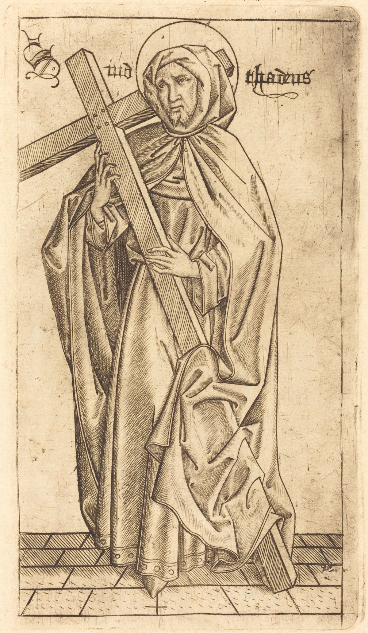 Saint Judas Thaddeus (?) or Saint Simon (?) by Israhel van Meckenem after Master E.S.