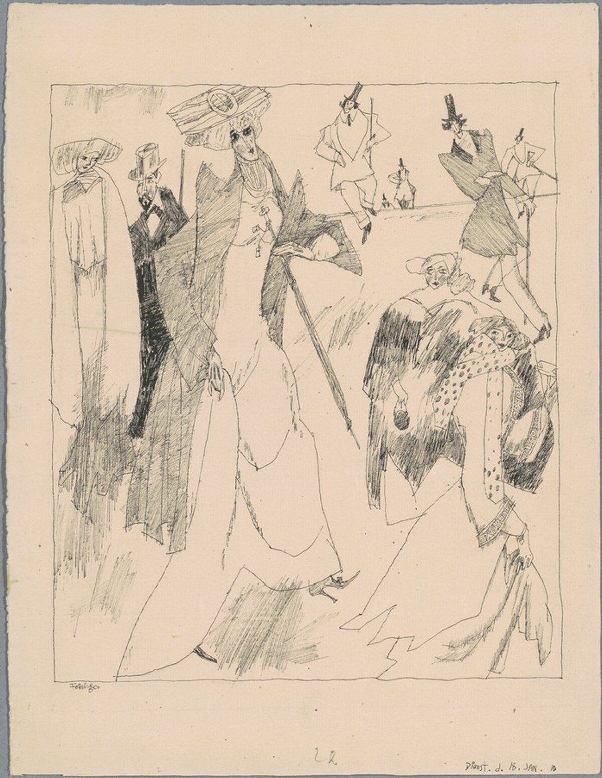 Strolling Ladies with Gentlemen Admirers by Lyonel Feininger