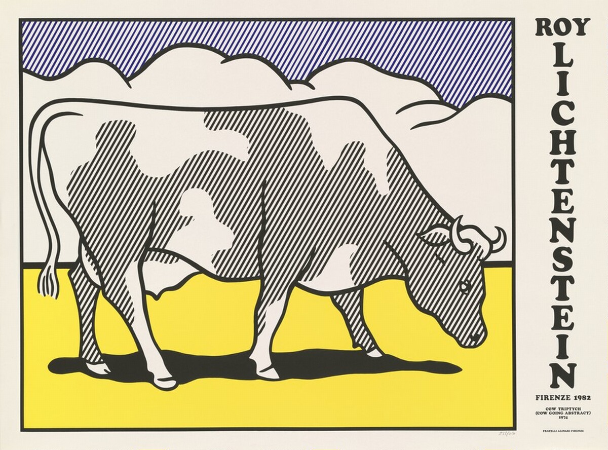 Cow Triptych (Cow Going Abstract) Poster (left panel) by Roy Lichtenstein