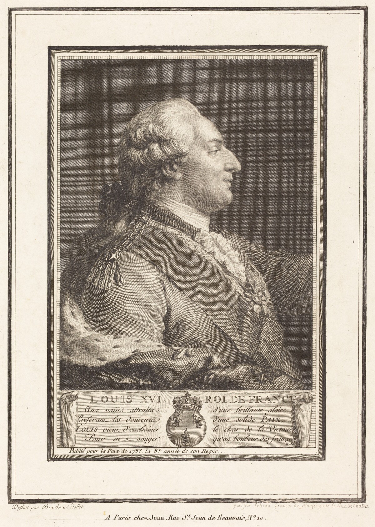 Louis XVI, Roi de France by Pierre Adrien Le Beau after Benedict Alphonse Nicolet