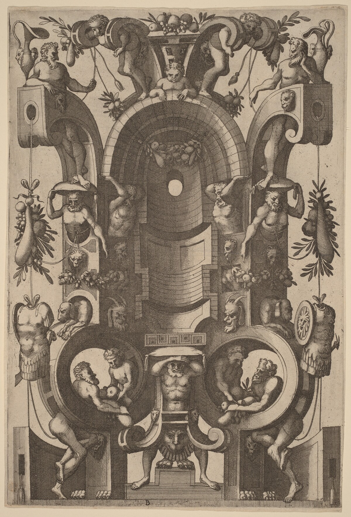 Niche in the Form of a Cartouche by Johannes van Doetechum the Elder and Lucas van Doetechum, after Cornelis Floris II