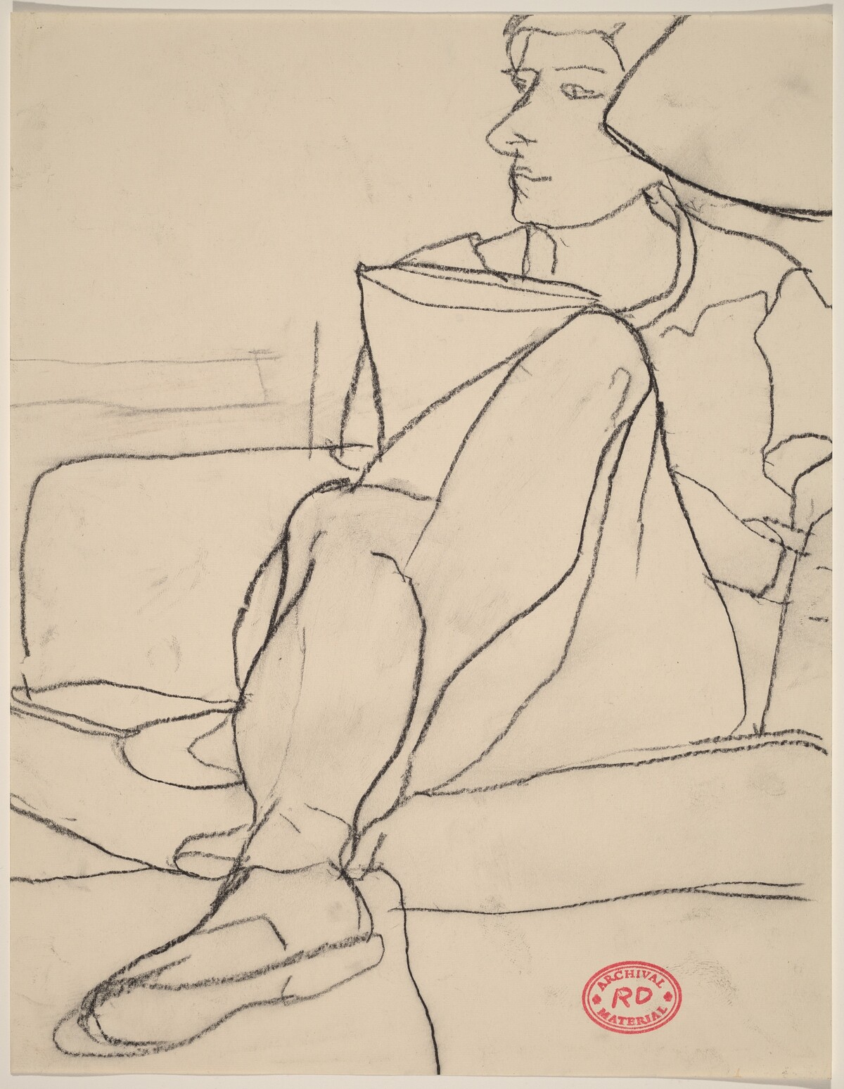 Untitled [woman seated on sofa with legs crossed] by Richard Diebenkorn