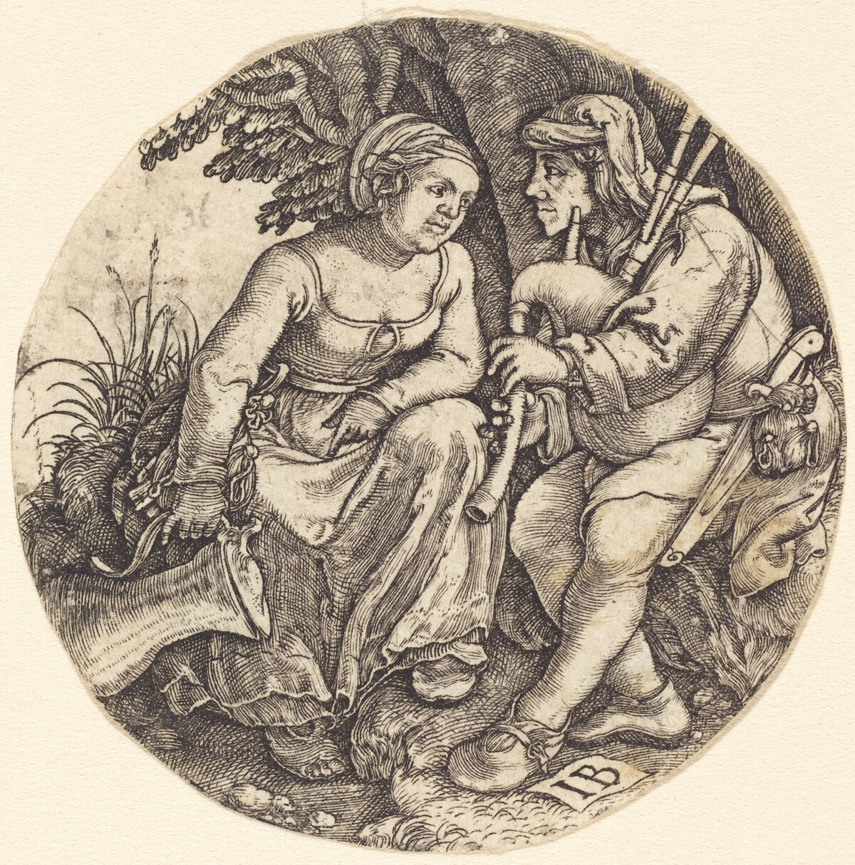 Bagpipe Player with His Lover by Master IB