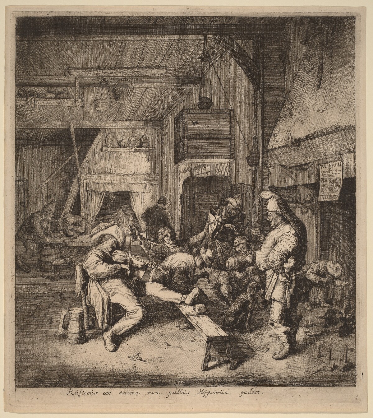 Violin Player Seated in a Tavern by Cornelis Dusart
