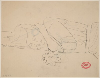 Untitled [woman sleeping on a floral spread] [recto]