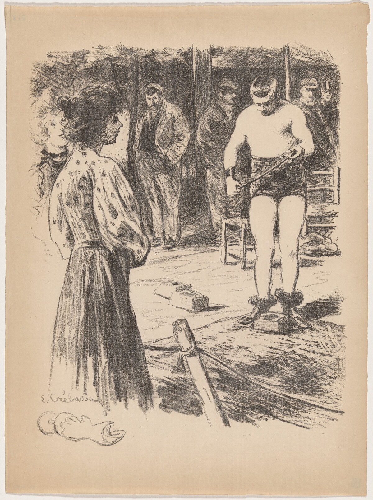 Lutteurs by Paul Edouard Crébassa