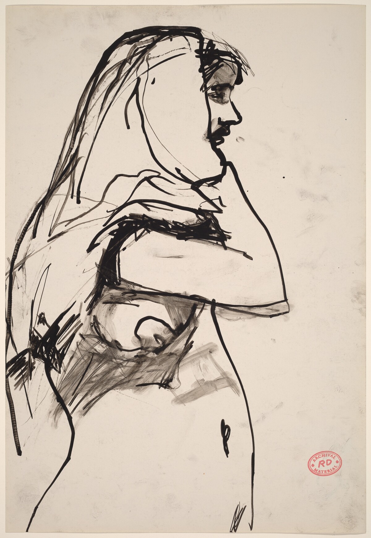 Untitled [woman in [profile with cloth over head] by Richard Diebenkorn