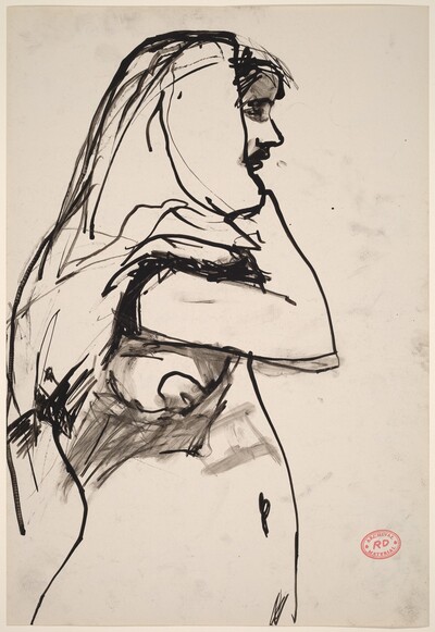Untitled [woman in [profile with cloth over head]