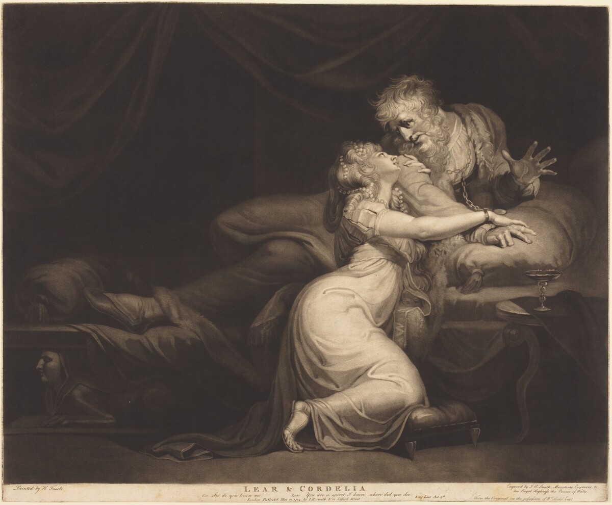 Lear and Cordelia by John Raphael Smith after Henry Fuseli