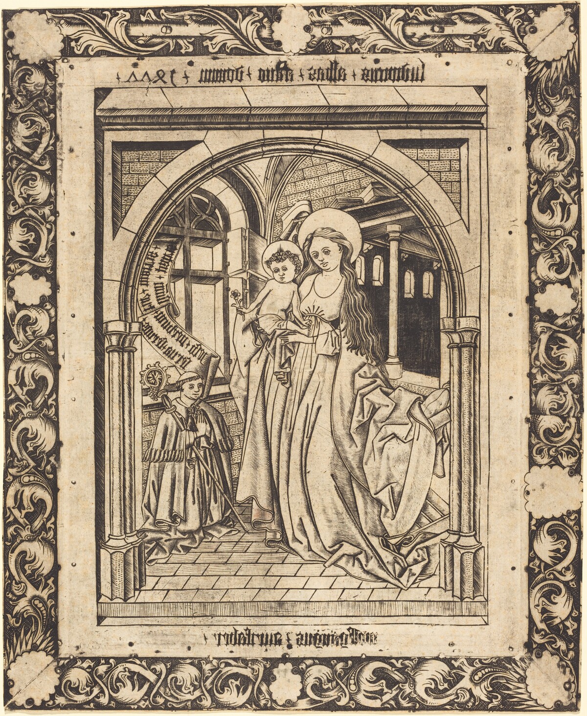The Madonna and Child with the Abbot Ludwig von Churchwalden by Wolfgang The Goldsmith after Master E.S.