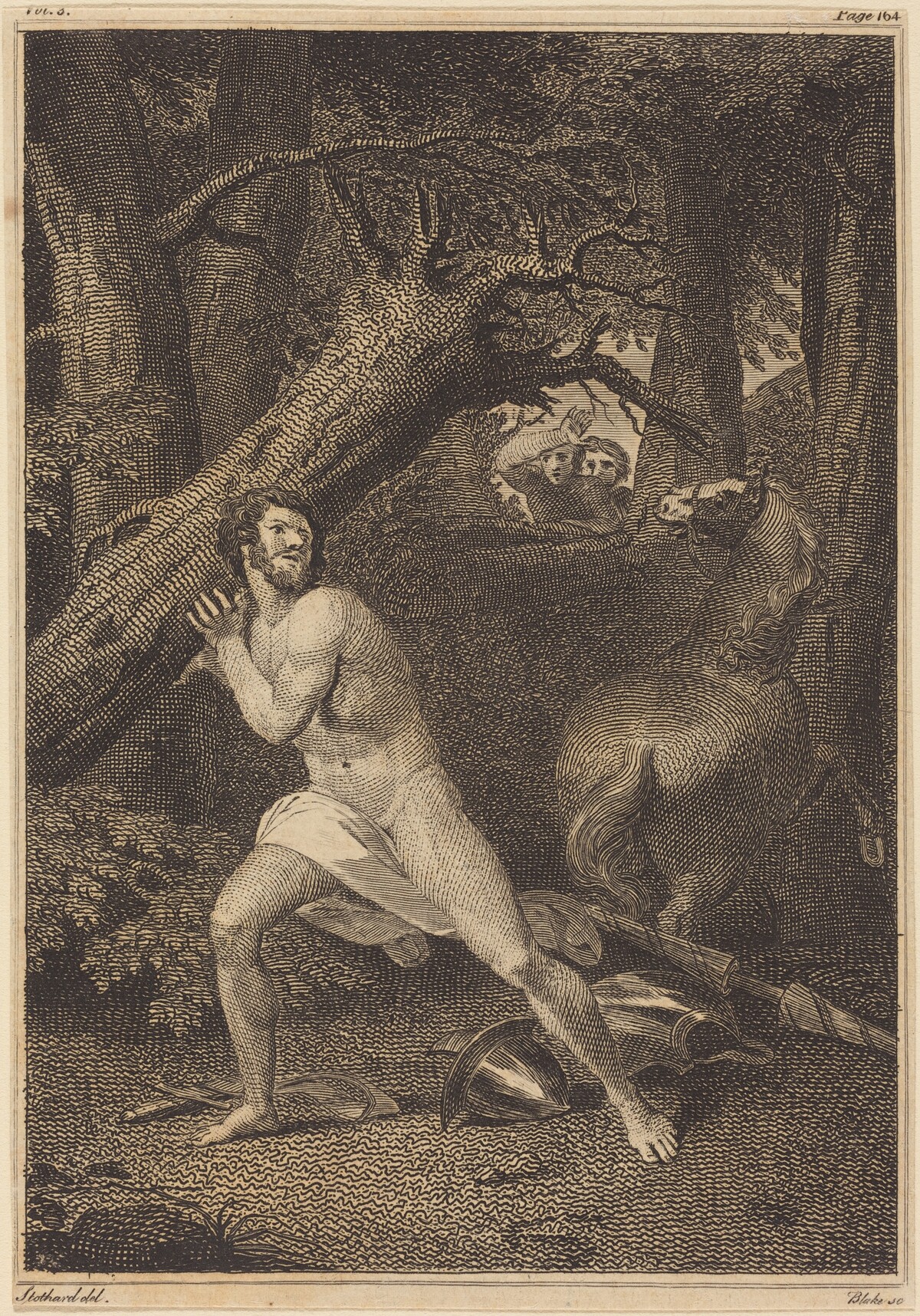 Orlando in a Fury Tearing up Trees by William Blake after Thomas Stothard