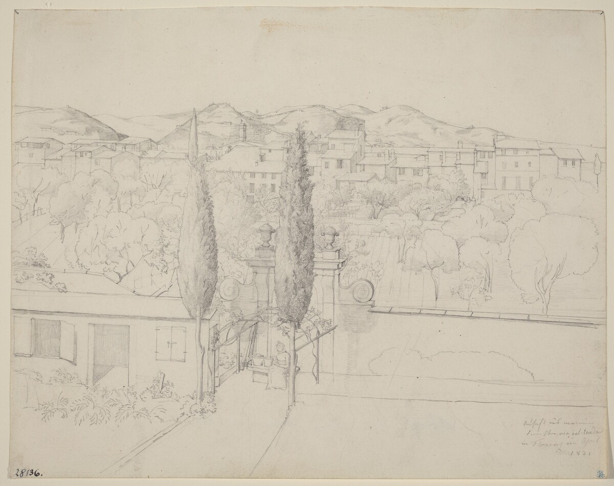 Aussicht aus meinem Fenster, via valfonda in Florenz (Gardens in Florence Seen from the Artist's Window) by Anton Krüger