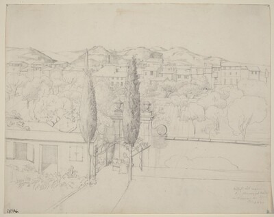 Aussicht aus meinem Fenster, via valfonda in Florenz (Gardens in Florence Seen from the Artist's Window)