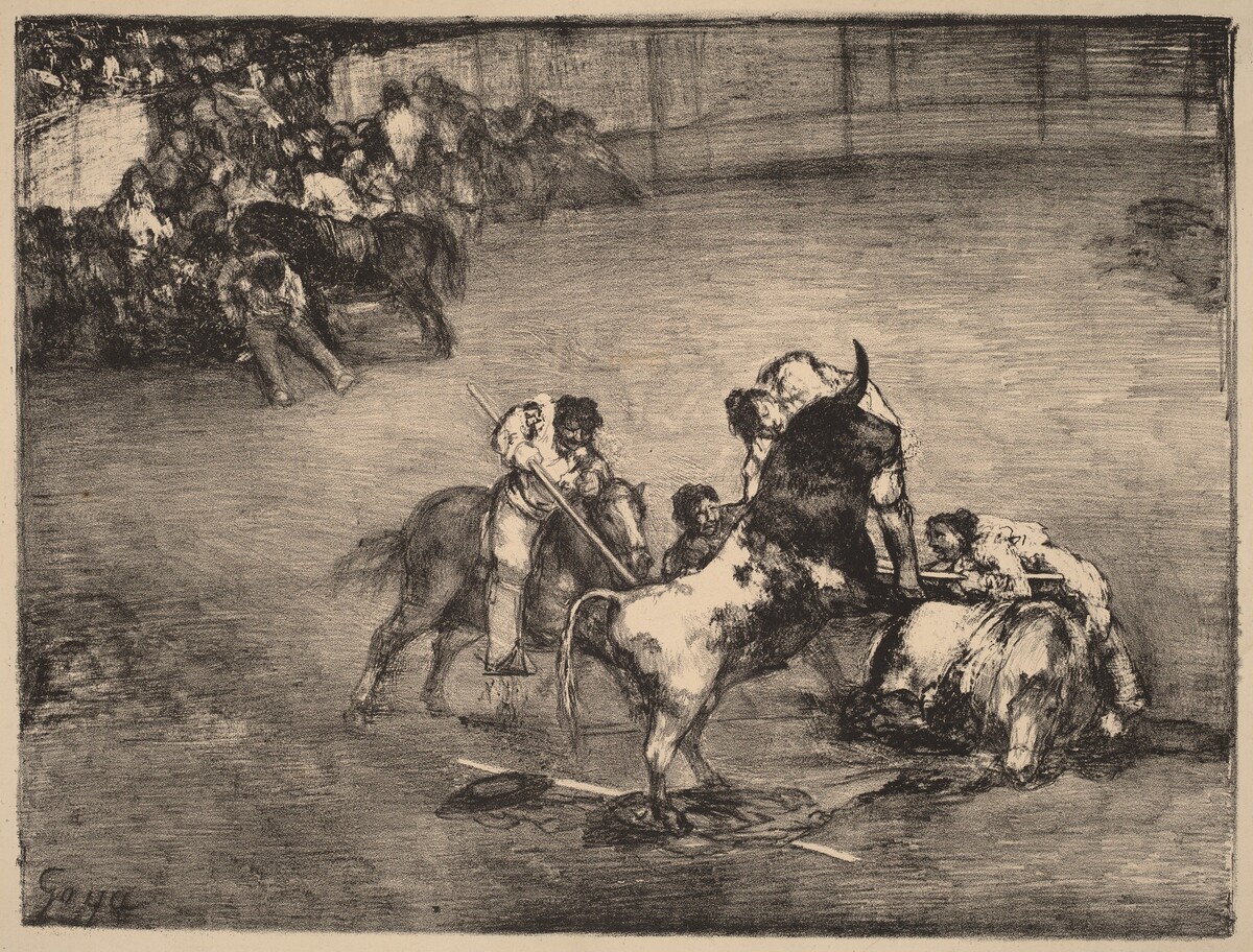 Picador Caught by a Bull by Francisco Goya