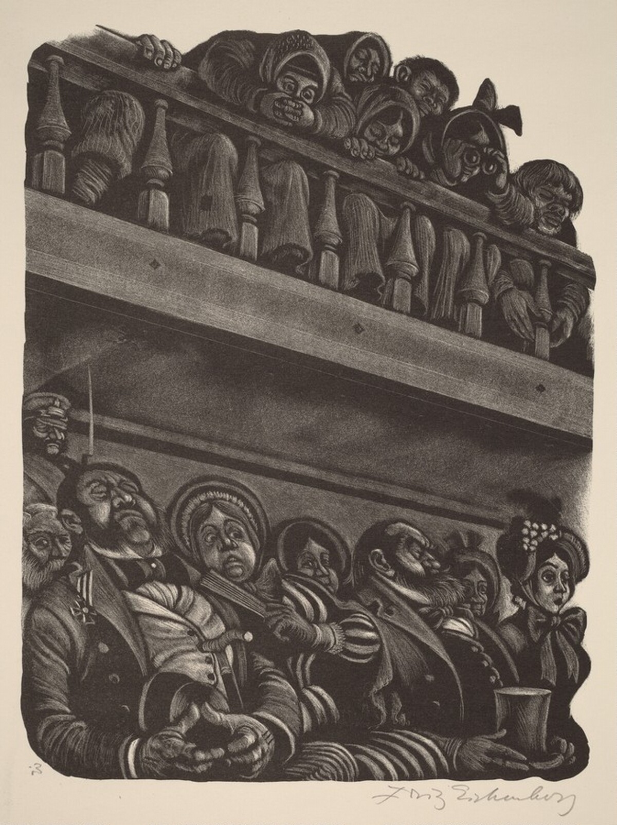 He Sat Rigid in His Place (Book XII: A Judicial Error, facing p.528) by Fritz Eichenberg