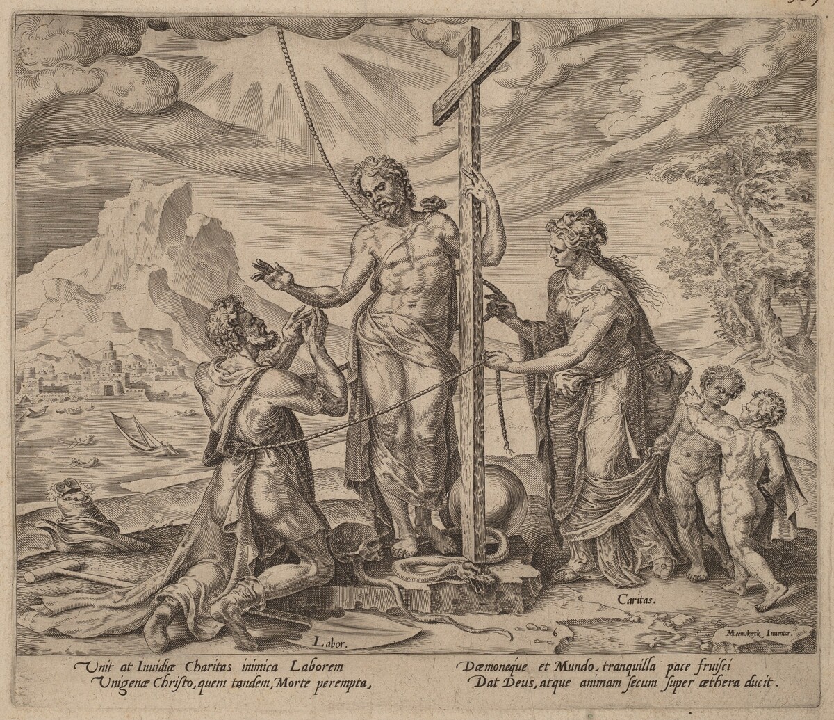 The Diligent Worker United with Christ after Death by Philip Galle after Maerten van Heemskerck