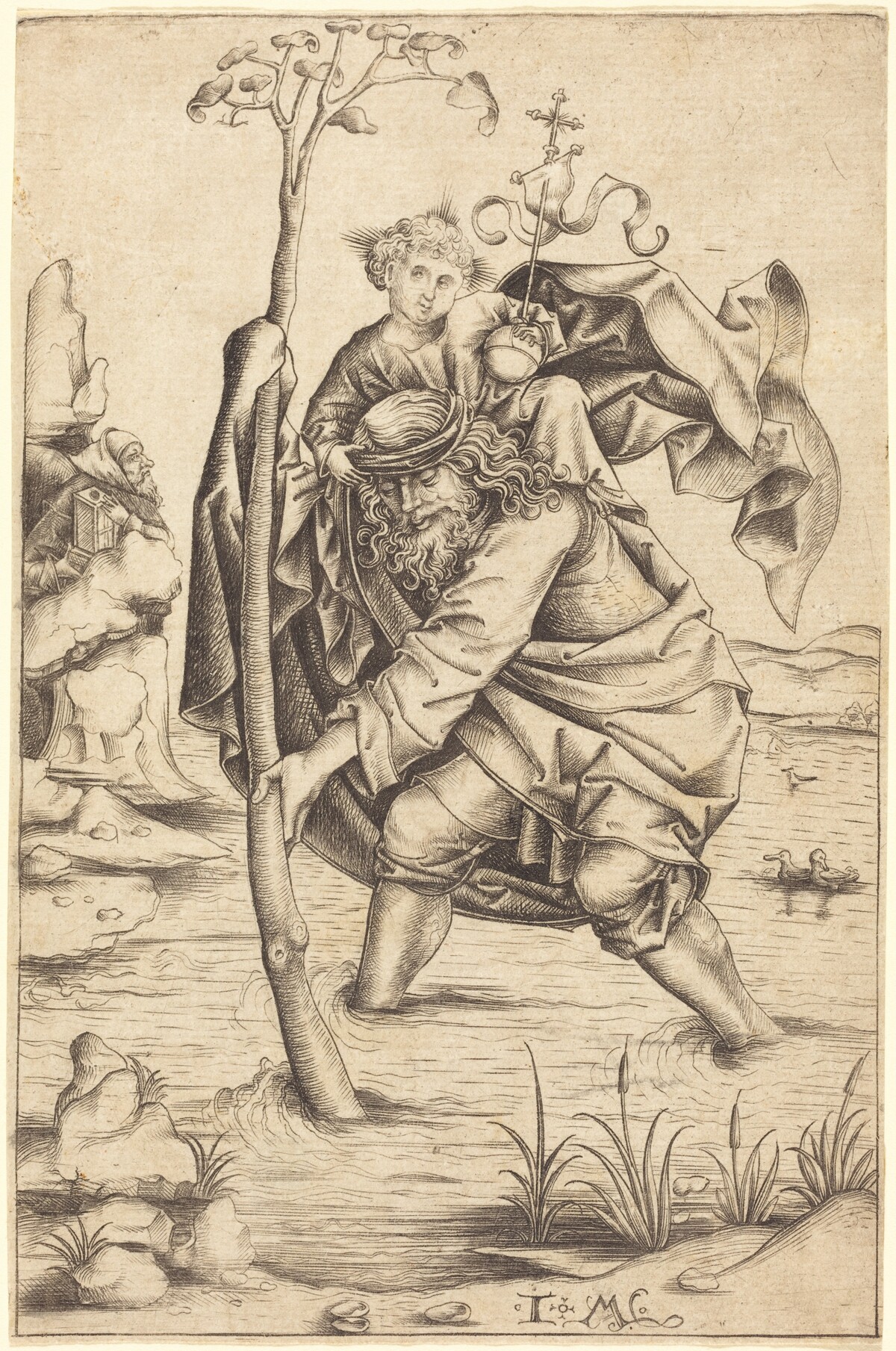 Saint Christopher by Israhel van Meckenem after Master of the Housebook