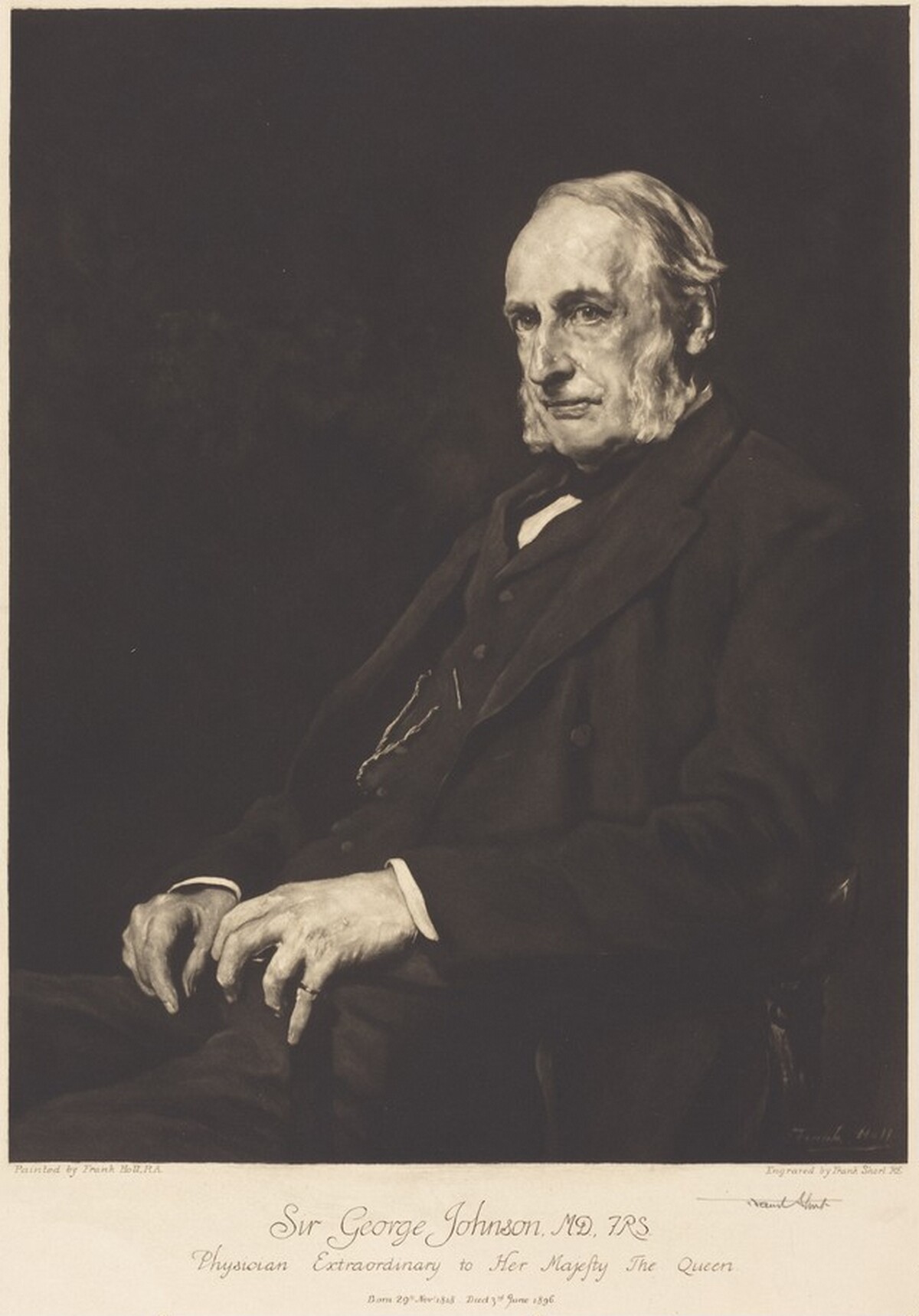 Sir George Johnson, M.D., F.R.S. by Frank Short, after Frank Holl