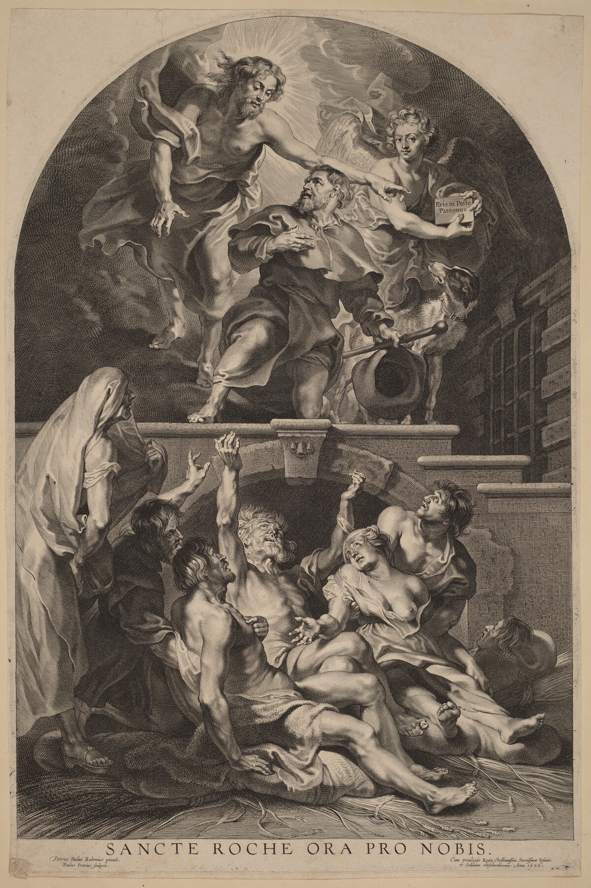 Jesus Christ Appearing to Saint Roch by Paulus Pontius, after Sir Peter Paul Rubens