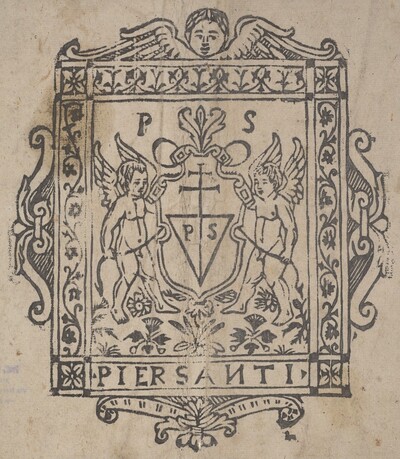 Two Putti with Shield Inscribed Pier Santi