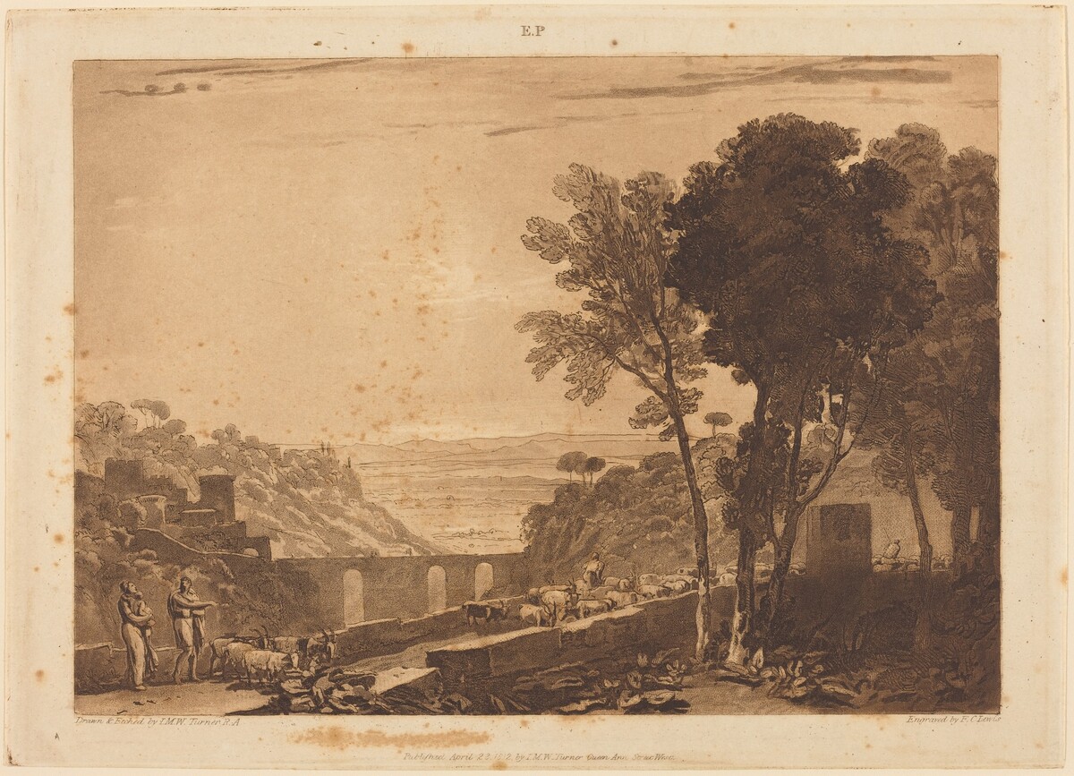 The Bridge and Goats by Joseph Mallord William Turner and Frederick Christian Lewis I