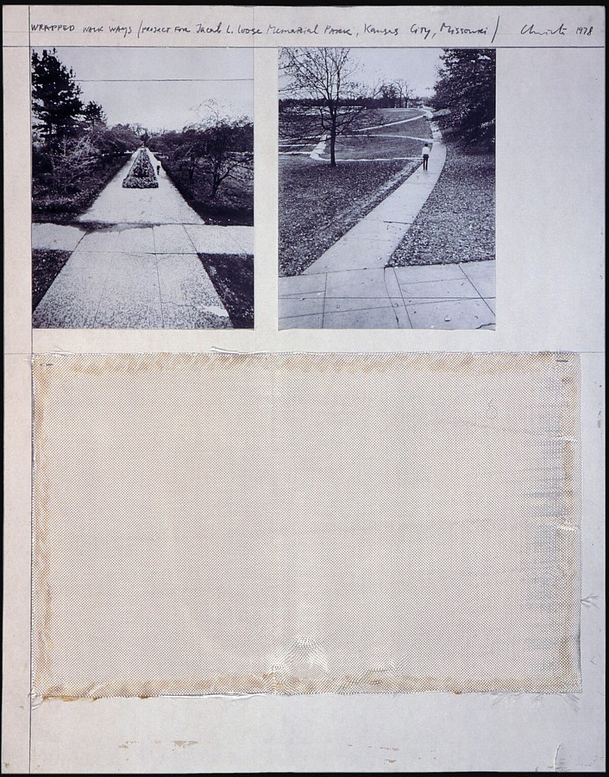 Wrapped Walk Ways, Project for Jacob L. Loose Memorial Park, Kansas City, Missouri [left panel] by Christo