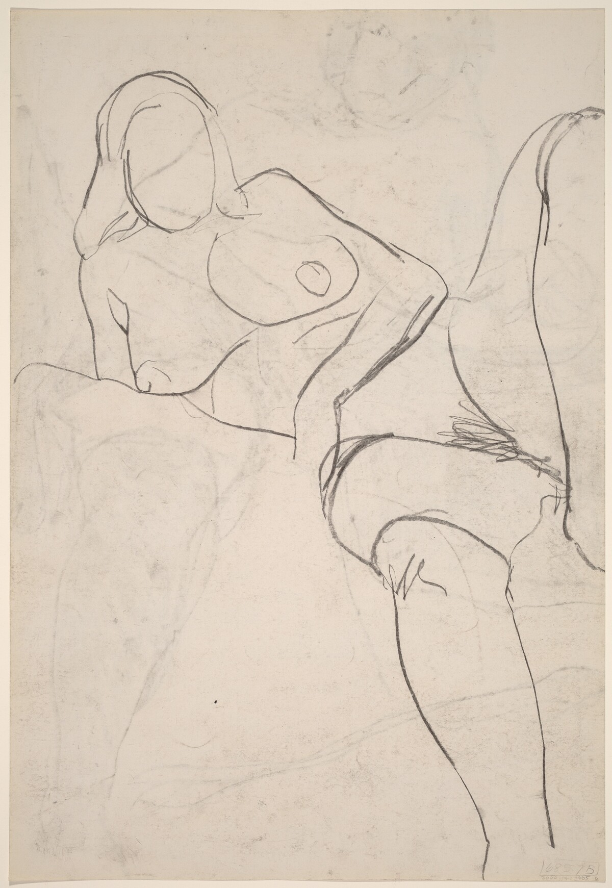 Untitled [reclining nude in stockings resting on her right arm] [verso] by Richard Diebenkorn