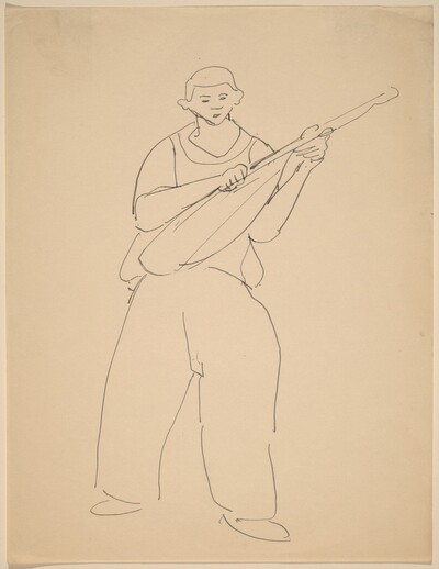Boy Standing with Lute