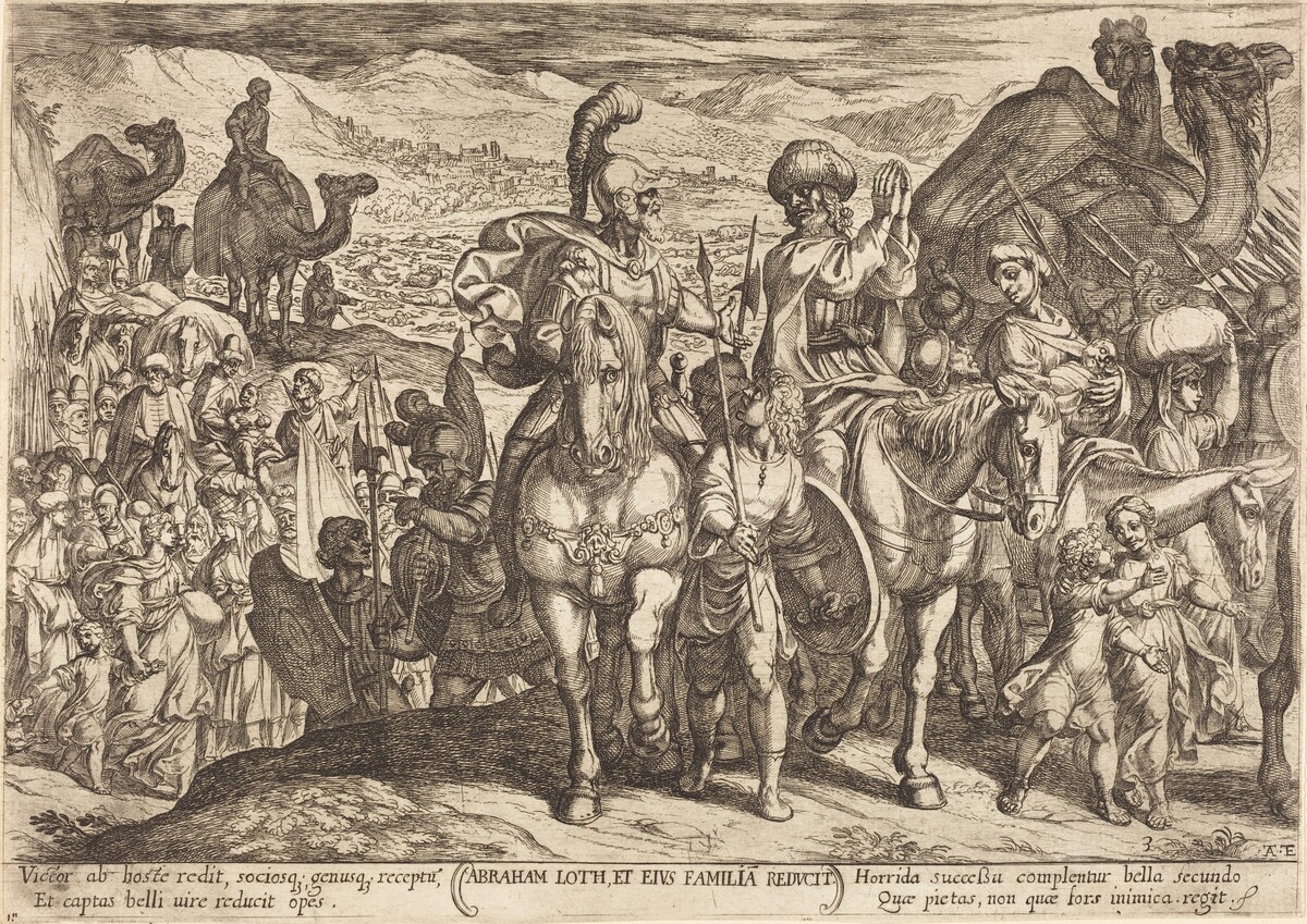 Lot and His Family recalled home by Abraham by Antonio Tempesta