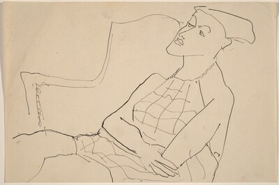 Seated Woman Wearing Checked Top