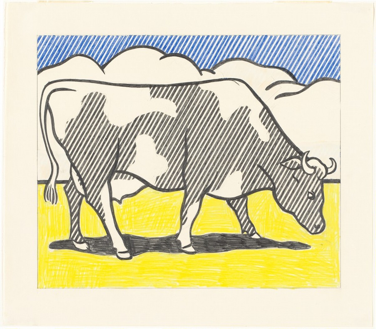 Study for left panel of "Cow Triptych (Cow Going Abstract)" by Roy Lichtenstein