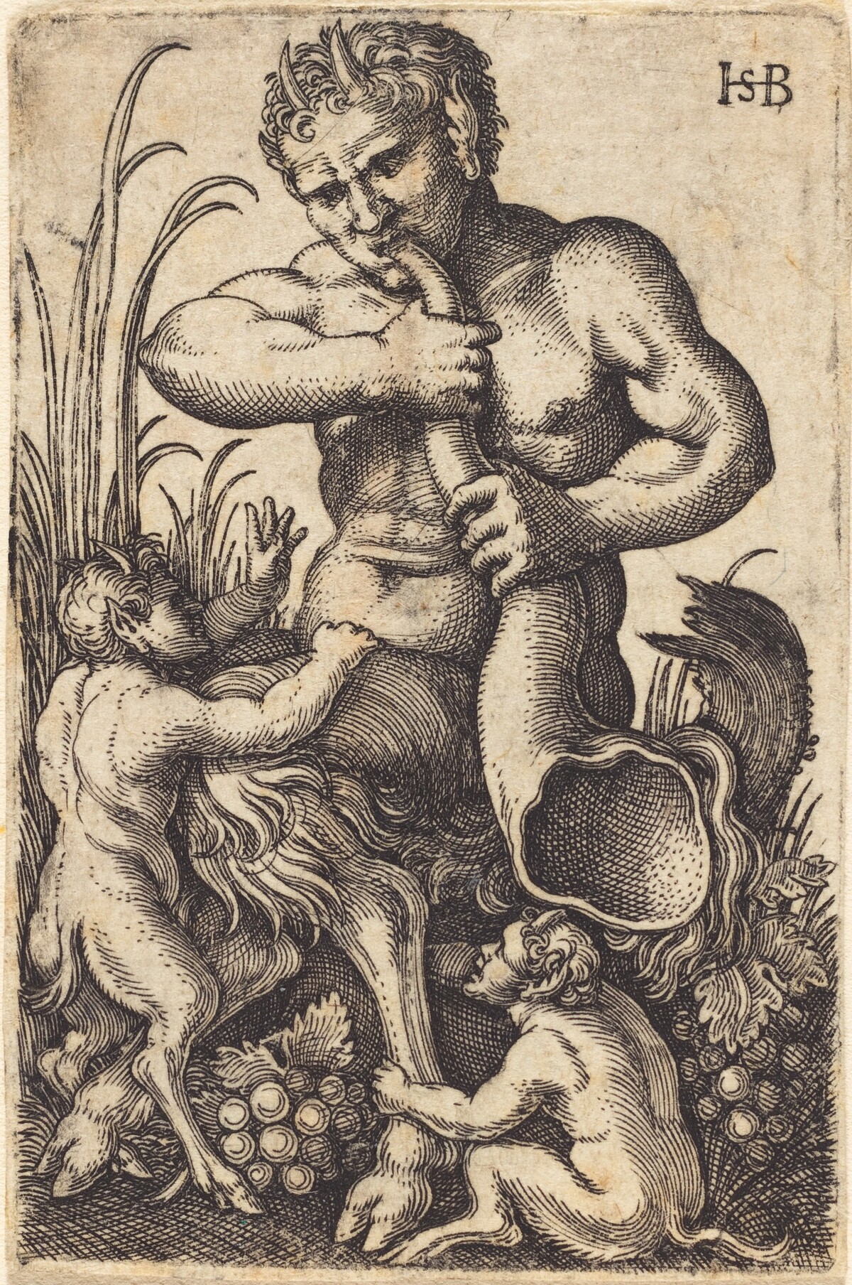 Satyr Sounding a Horn by Sebald Beham