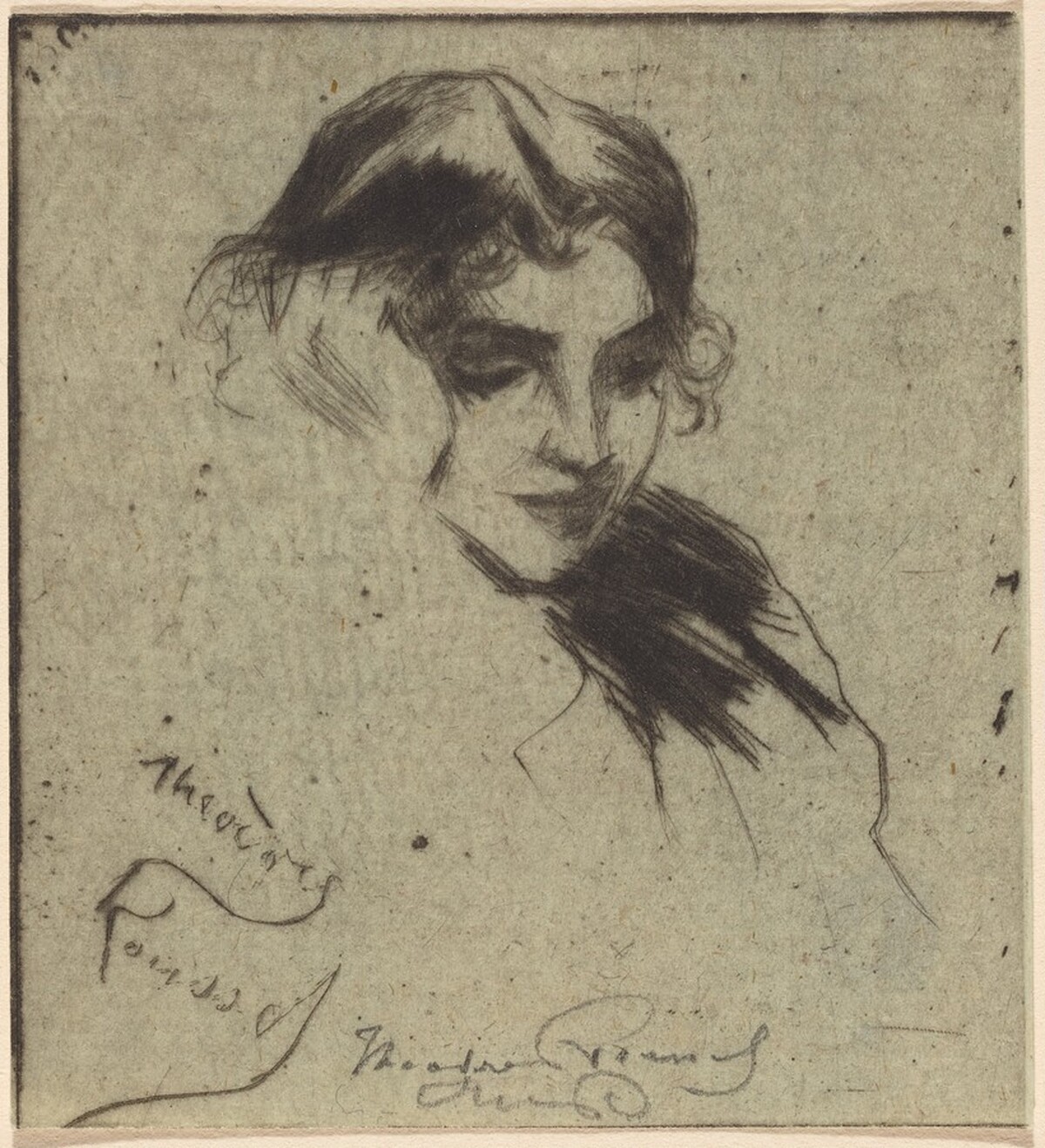 Head of Girl Leaning on Her Hand by Théodore Roussel