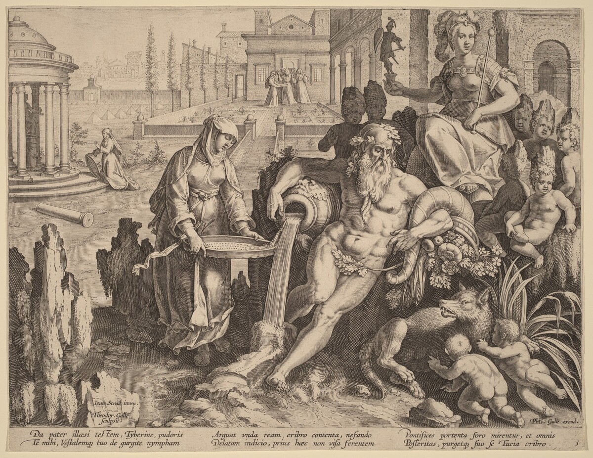 The Vestal Virgin Tuccia by Theodor Galle after Jan van der Straet