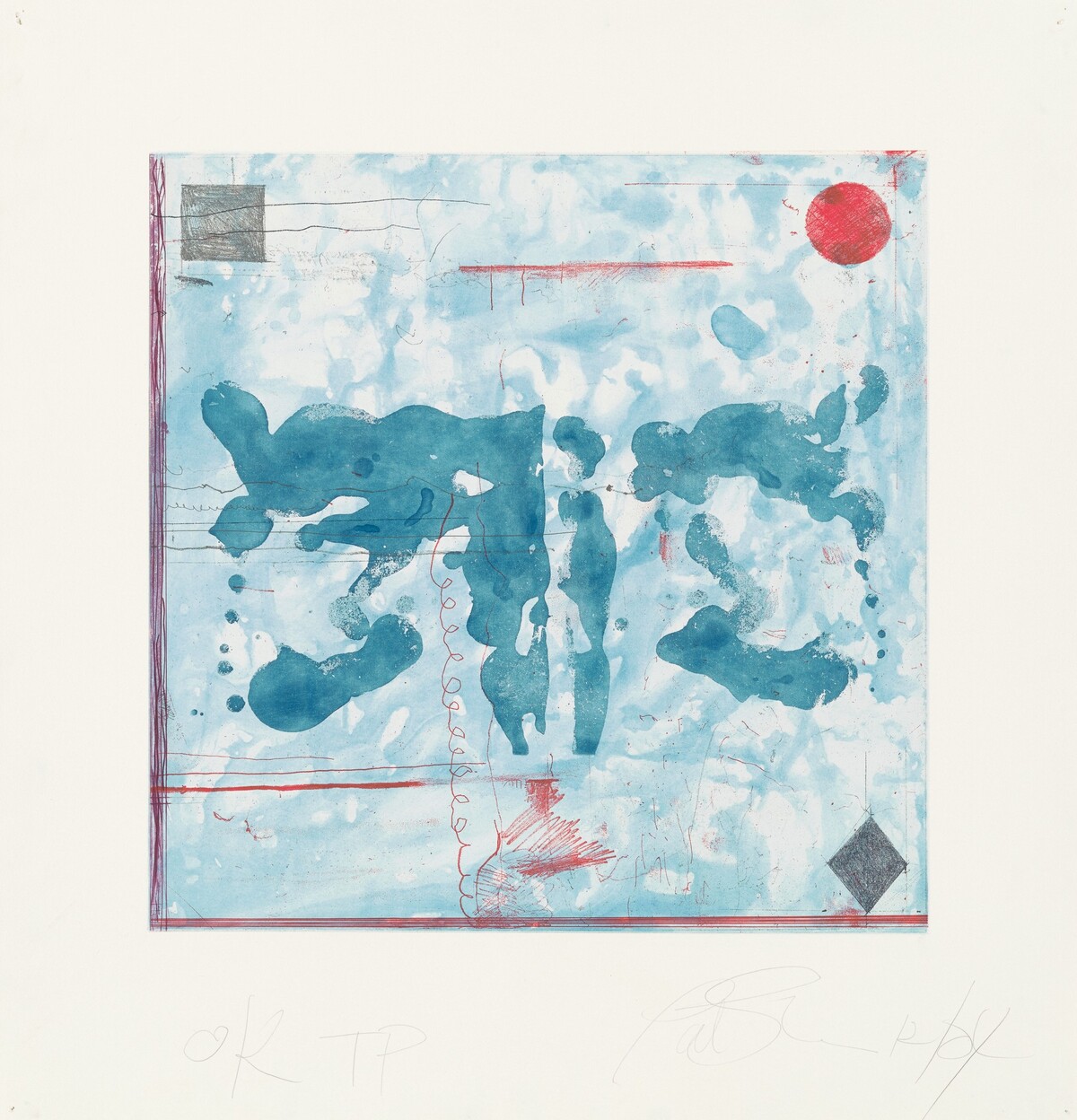 Mixed Marks, Rorshach with Symbols in Corners by Pat Steir