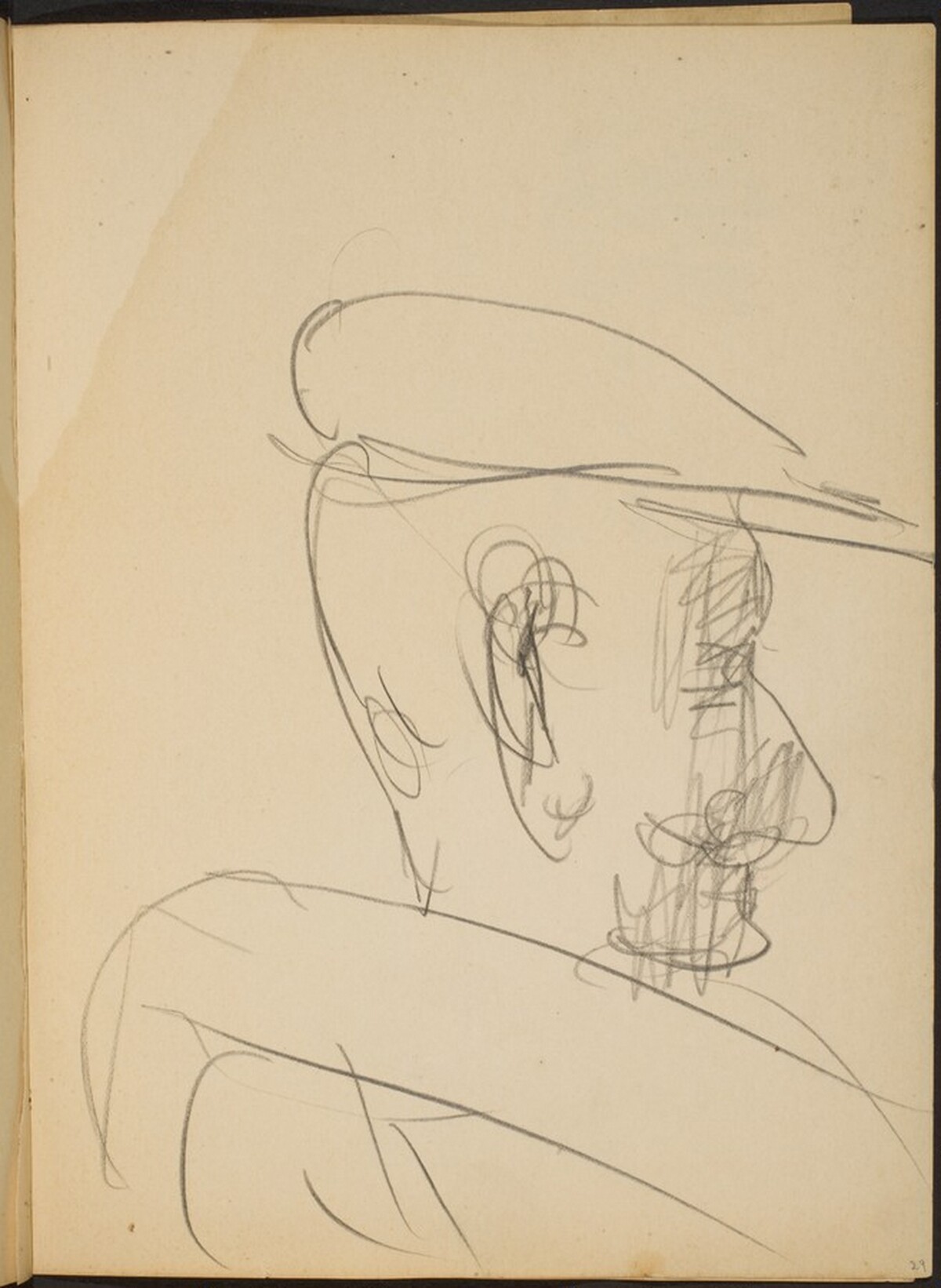 Mann mit Schurrbart und Mütze im Profil (Man with Moustache in Profile) [p. 29] by Max Beckmann