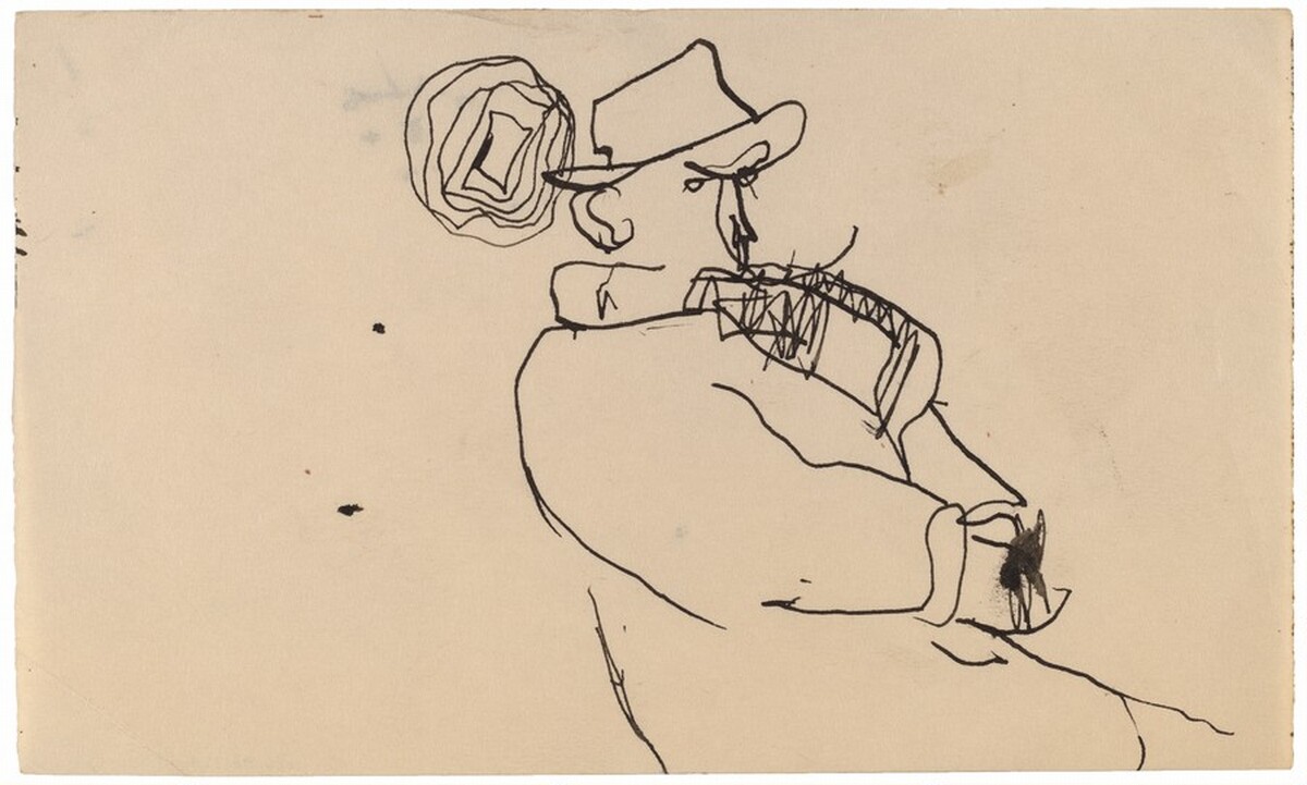 Seated Man in Overcoat and Hat, with Hands Clasped by Mark Rothko
