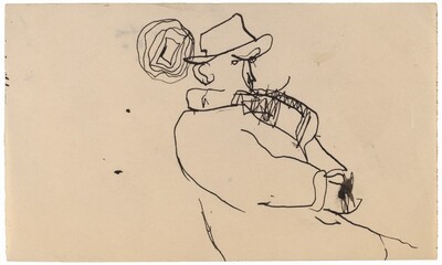 Seated Man in Overcoat and Hat, with Hands Clasped