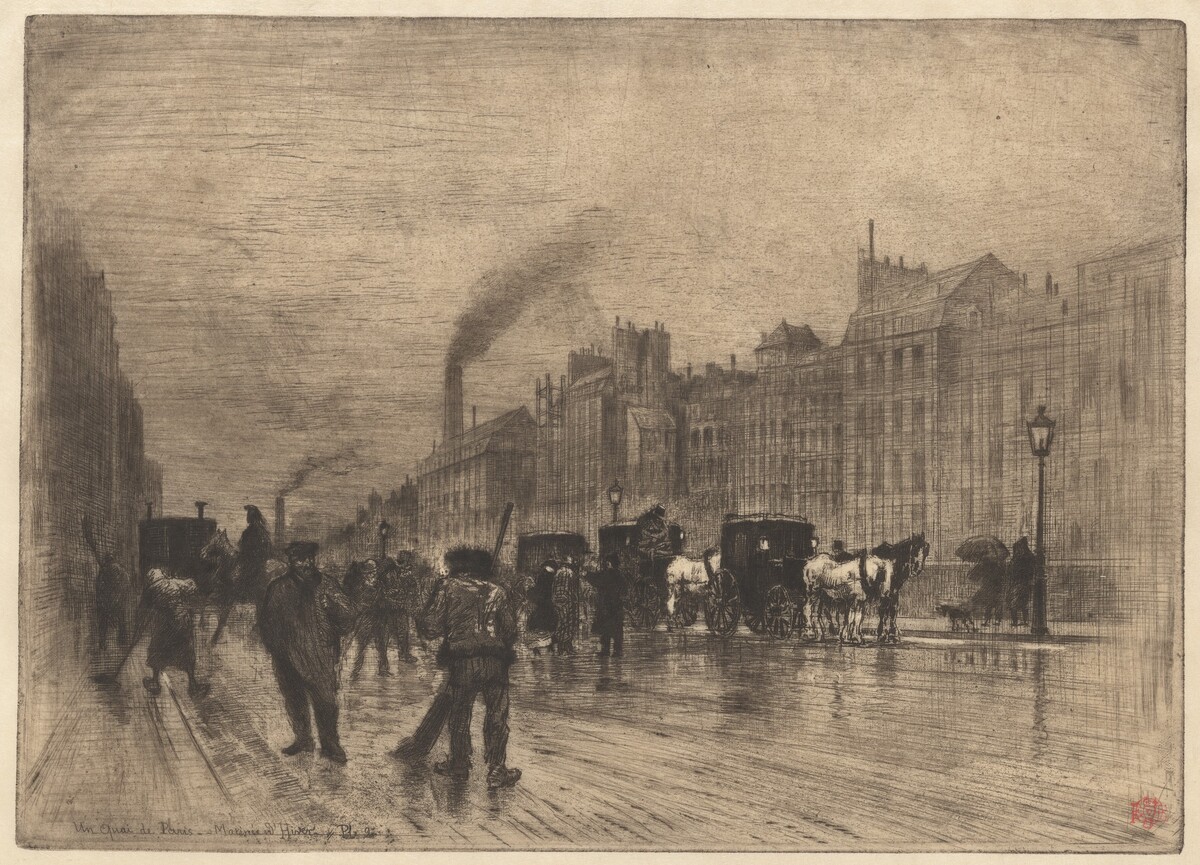 Matinée d'Hiver sur les Quais (Winter Morning on the Quays) by Félix-Hilaire Buhot