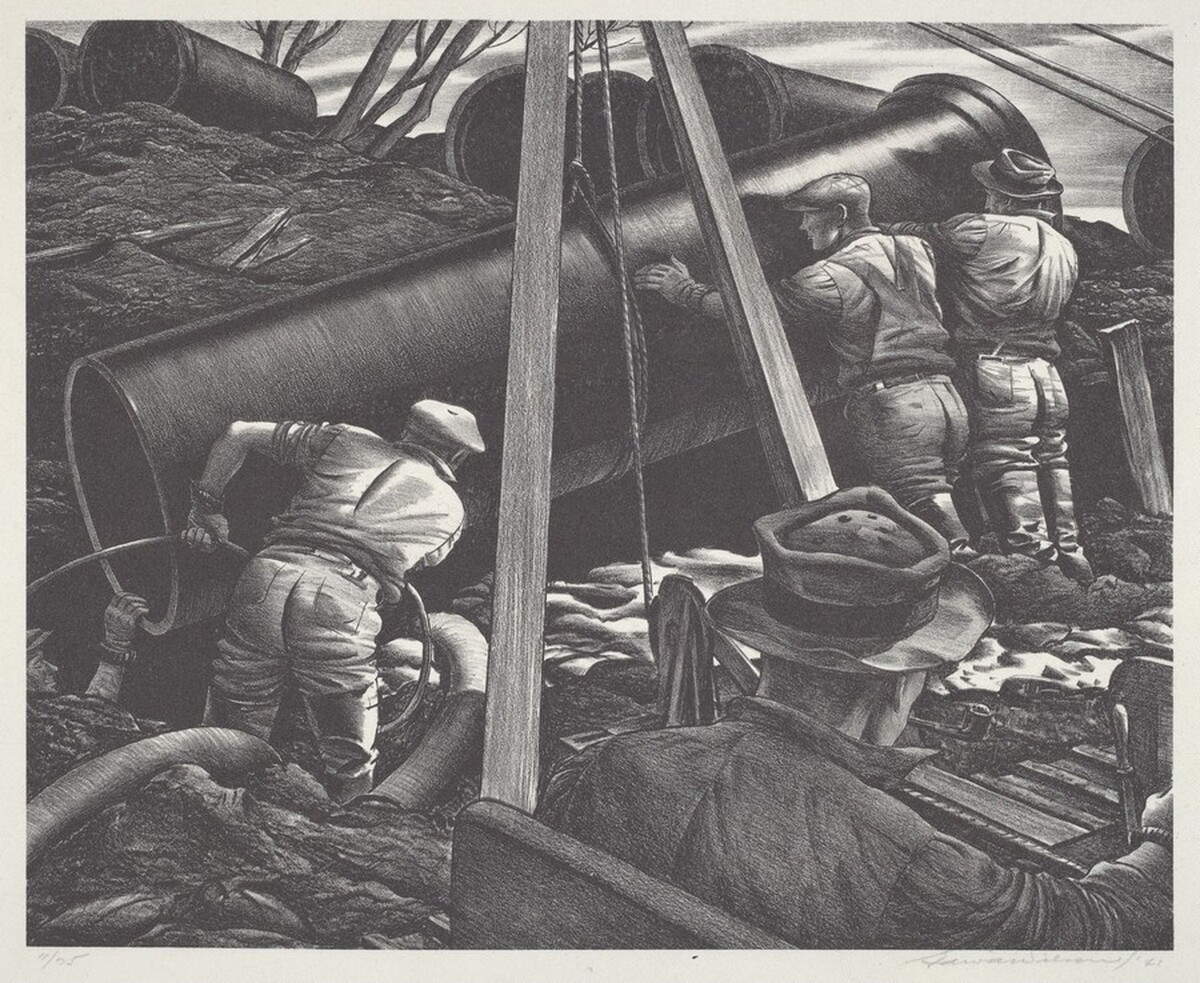 Untitled (Laying Pipe Into Trench) by Edward Arthur Wilson